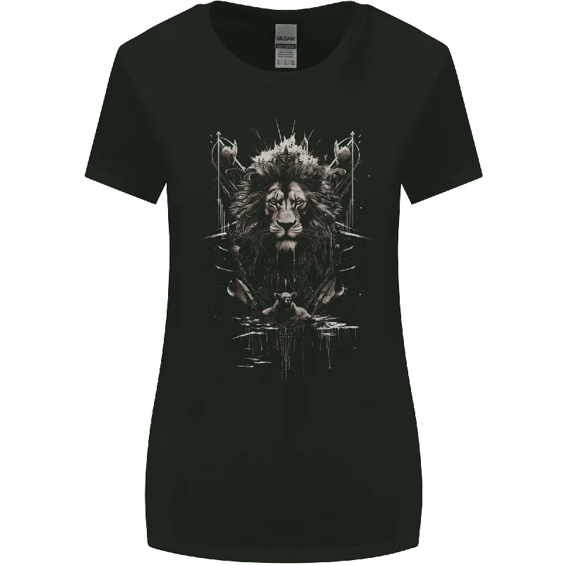 An Artistic Lion And Grizzly Bear Cub Womens Wider Cut T-Shirt Print Jacquard Patchwork An Artistic Lion And Grizzly Bear Cub Womens Wider Cut T-Shirt Print Jacquard Patchwork