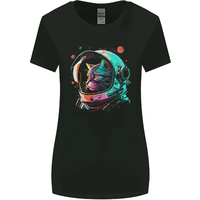 An Astronaut Cat in Outer Space Womens Wider Cut T-Shirt Satin Blend Silk Blend Wool Blend
