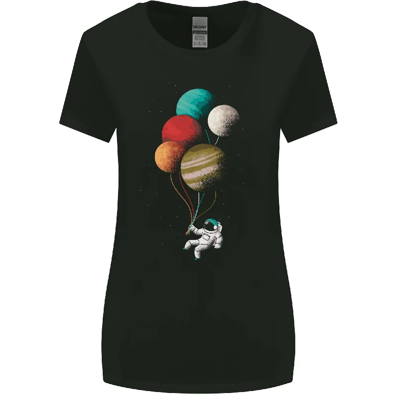 An Astronaut With Planets as Balloons Space Womens Wider Cut T-Shirt Polka Dot Checkered Tartan An Astronaut With Planets as Balloons Space Womens Wider Cut T-Shirt Polka Dot Checkered Tartan