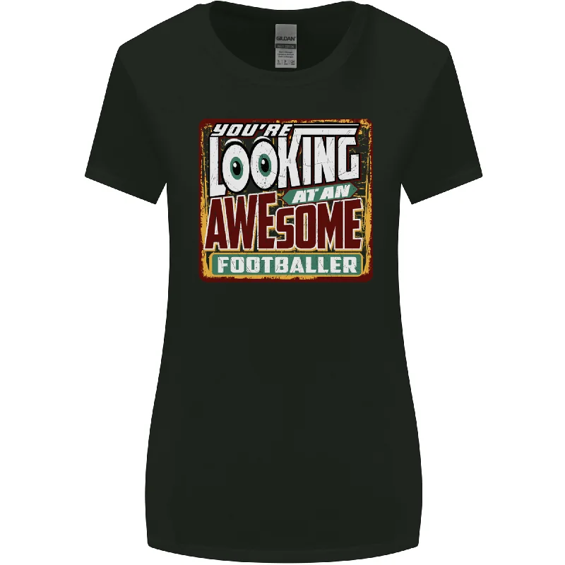 An Awesome Footballer Womens Wider Cut T-Shirt Mesh Blend Leather Blend Suede Blend