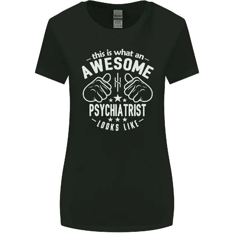 An Awesome Psychiatrist Looks Like Womens Wider Cut T-Shirt Ribbed Striped Patterned
