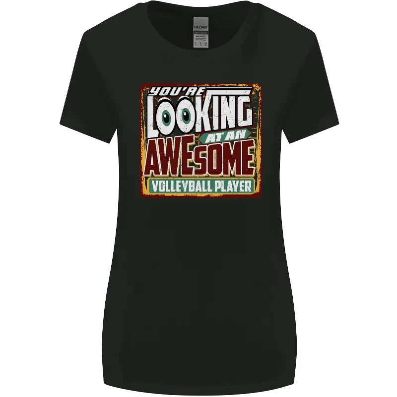 An Awesome Volleyball Player Womens Wider Cut T-Shirt Zippered Front Buttoned Front Snap Front An Awesome Volleyball Player Womens Wider Cut T-Shirt Zippered Front Buttoned Front Snap Front