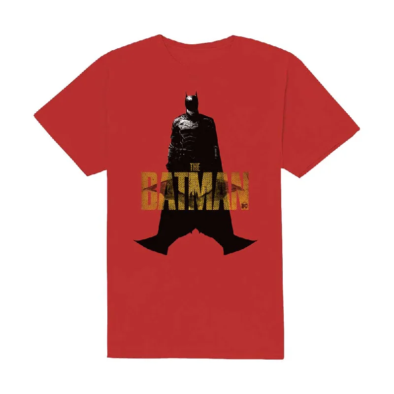 DC Comics | Official Band T-Shirt | The Batman Yellow Text Spandex Blend Rayon Blend Denim Blend
