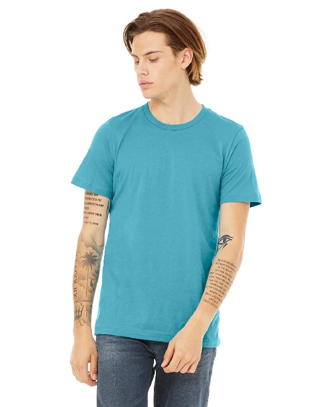 Bella+Canvas Unisex Heather CVC T-Shirt | Heather Aqua Hooded Caped Shawl Collar