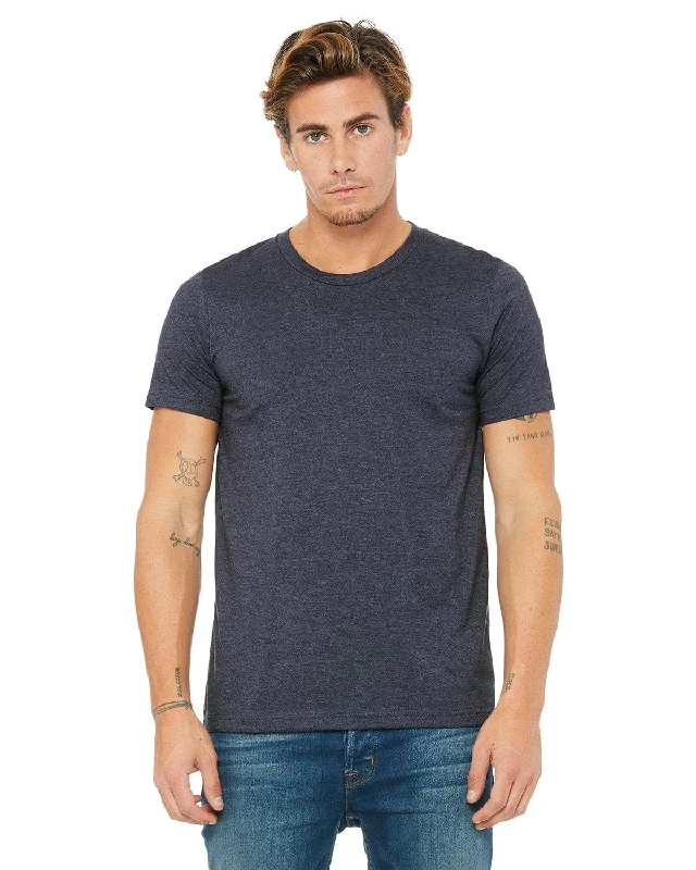 Bella+Canvas Unisex Heather CVC T-Shirt | Heather Navy Real Fur Shearling Chenille