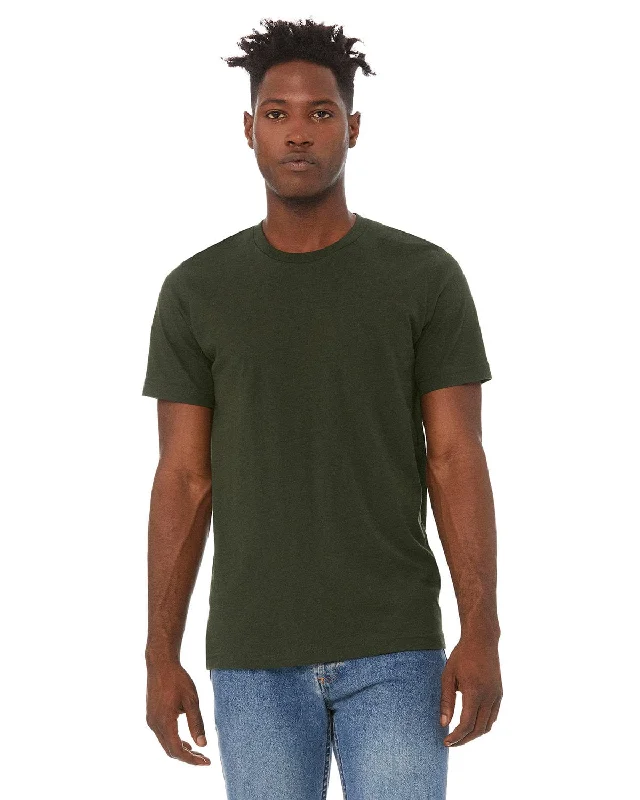 Bella+Canvas Unisex T-Shirt | Dark Olive Houndstooth Herringbone Solid