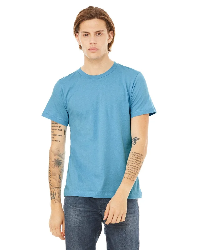 Bella+Canvas Unisex T-Shirt | Ocean Blue Houndstooth Herringbone Solid