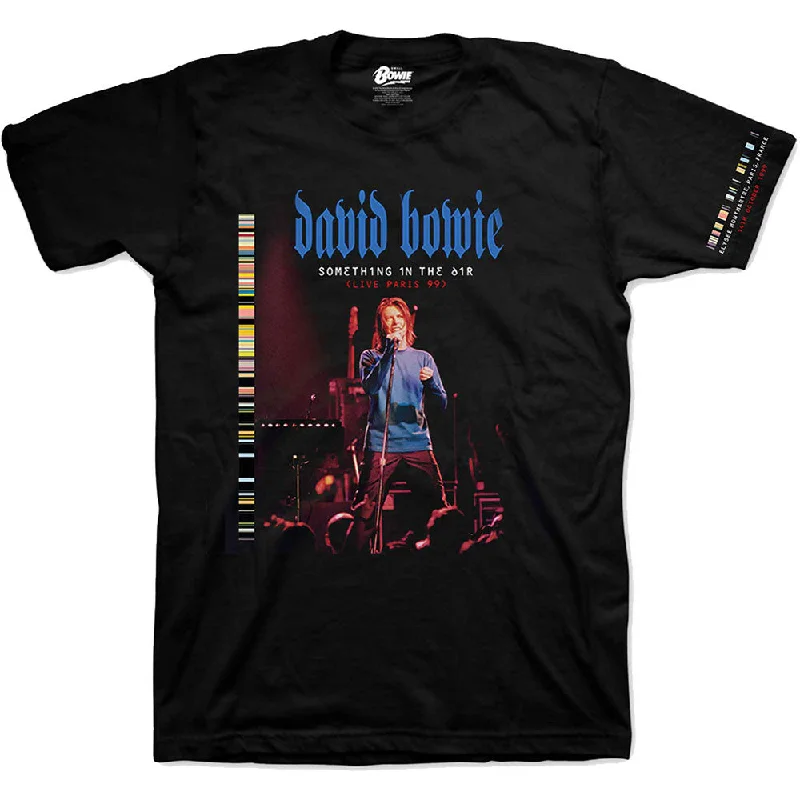 David Bowie | Official Band T-Shirt | Live In Paris (Arm Print) Notch Collar Peter Pan Collar Cowl Neck David Bowie | Official Band T-Shirt | Live In Paris (Arm Print) Notch Collar Peter Pan Collar Cowl Neck