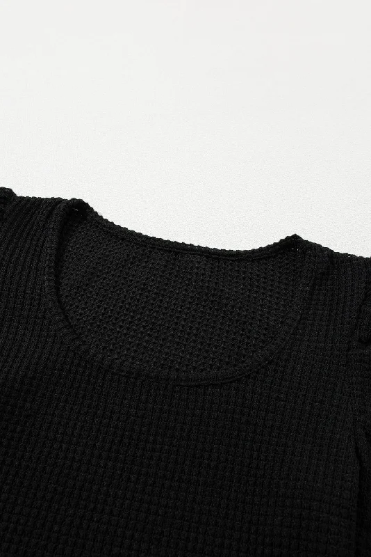 Casual Black Short Sleeve T-Shirt Denim Fabric Leather Fabric Suede Fabric