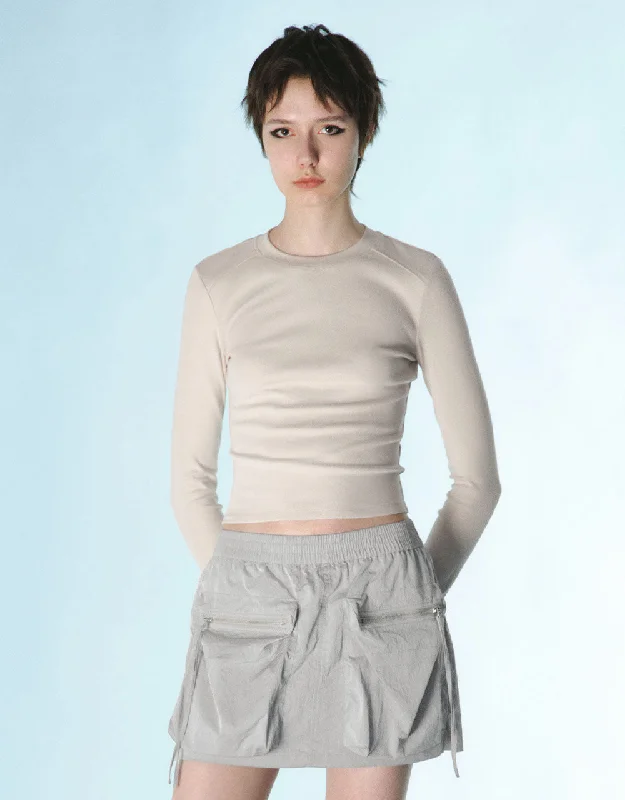 Crew Neck Skinny T-Shirt Knit Fabric Woven Fabric Fleece Fabric