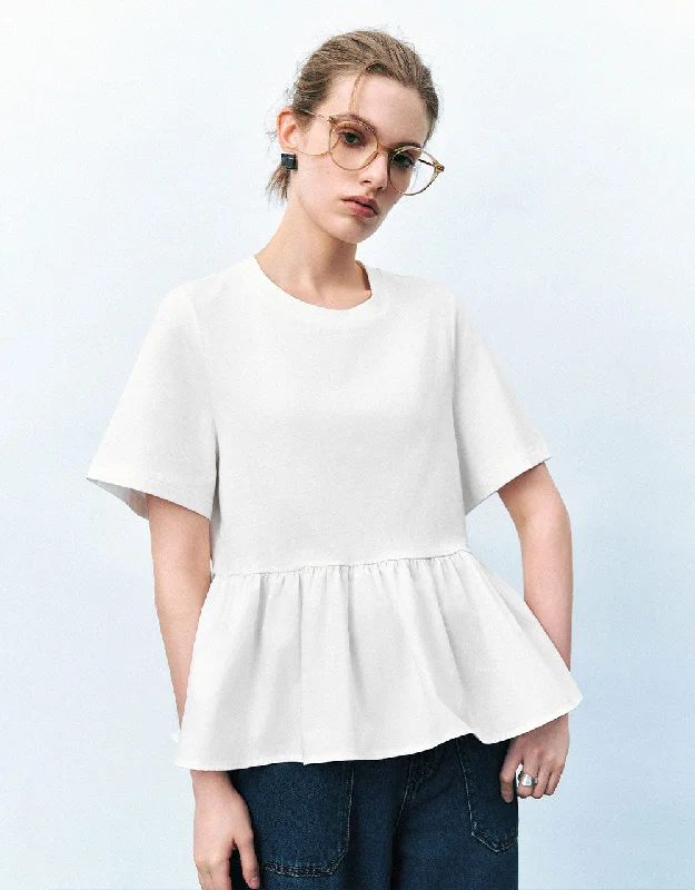 Crew Neck Straight T-Shirt Fleece Nylon Spandex