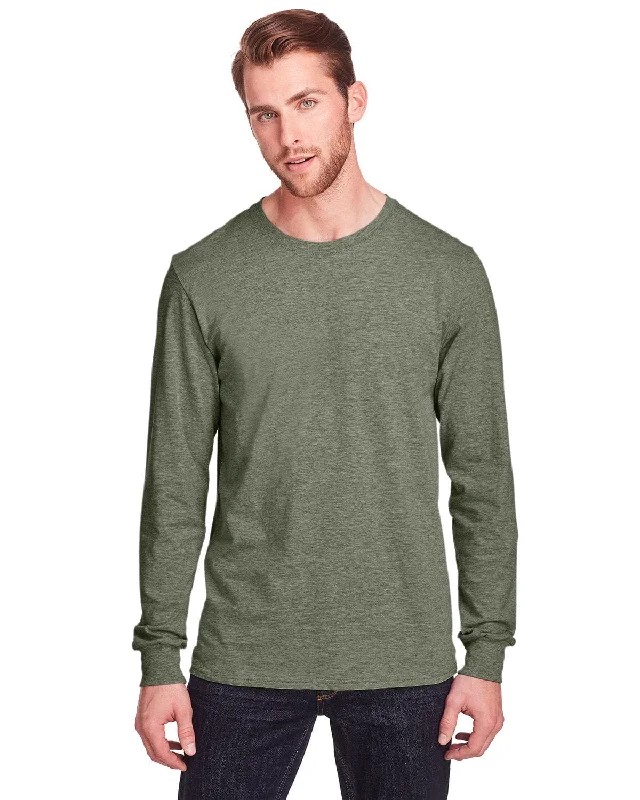 Fruit of the Loom Adult ICONIC Long Sleeve T-Shirt | Military Grn Hth Rayon Velvet Corduroy