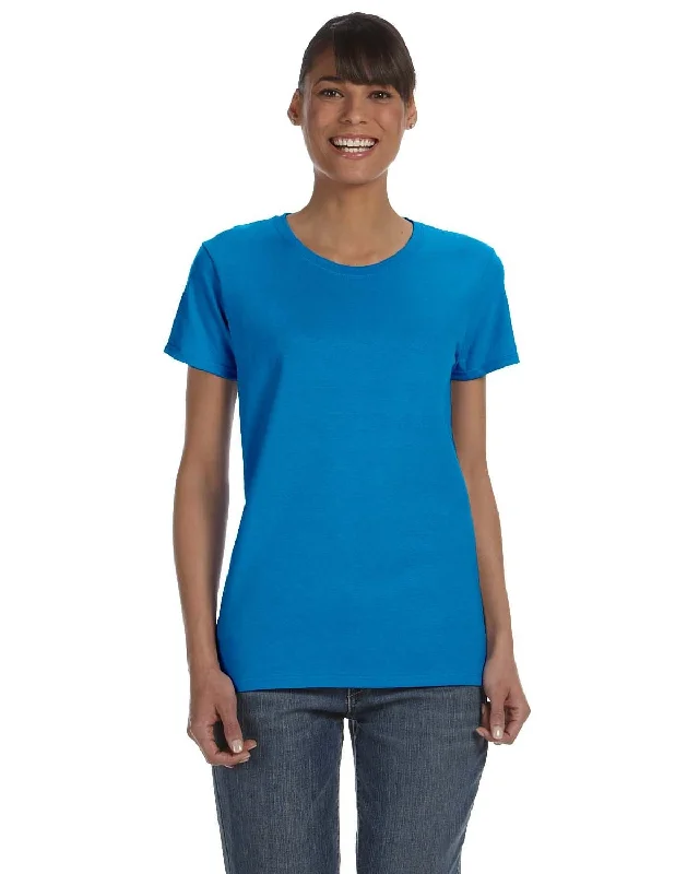 Gildan Ladies Lightweight 100% Cotton T-Shirt | Sapphire Houndstooth Herringbone Solid