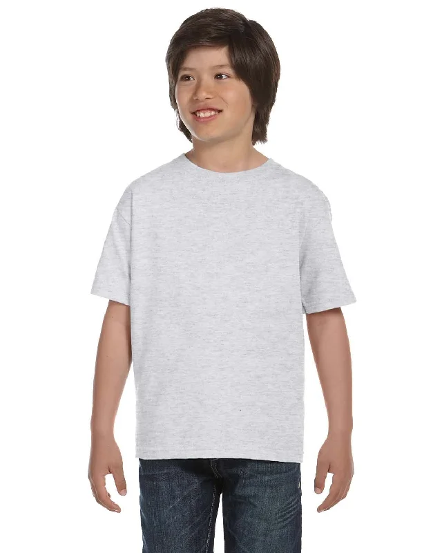 Gildan Youth DryBlend 50/50 T-Shirt | Ash Grey Collared T-Shirt Boat Neck A-Line