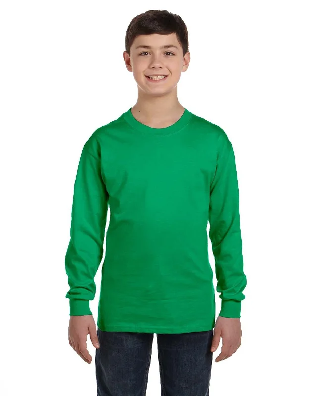 Gildan Youth Heavy Cotton Long Sleeve T-Shirt | Irish Green Notch Collar Peter Pan Collar Cowl Neck Gildan Youth Heavy Cotton Long Sleeve T-Shirt | Irish Green Notch Collar Peter Pan Collar Cowl Neck