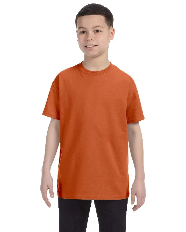 Gildan Youth Lightweight 100% Cotton T-Shirt | T Orange Solid Color Striped Floral