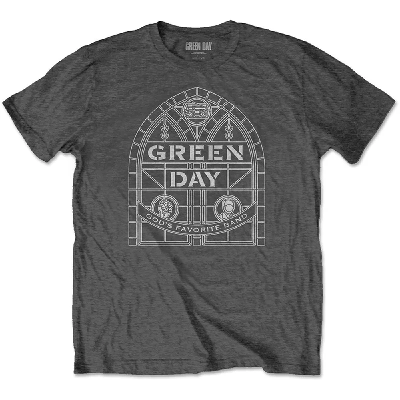 Green Day | Official Band T-Shirt | Stained Glass Arch Polka Dot Checkered Tartan