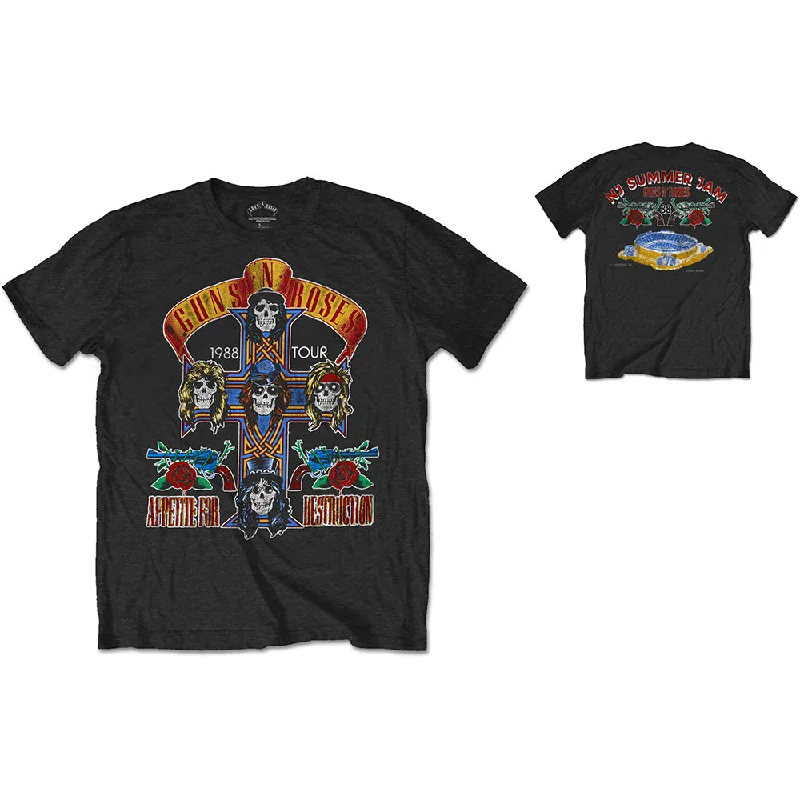 Guns N' Roses | Official Band T-Shirt | NJ Summer Jam 1988 (Back Print) Rayon Velvet Corduroy