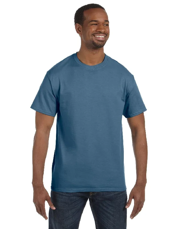 Hanes Authentic-T T-shirt | Denim Blue Faux Fur Fabric Real Fur Fabric Shearling Fabric