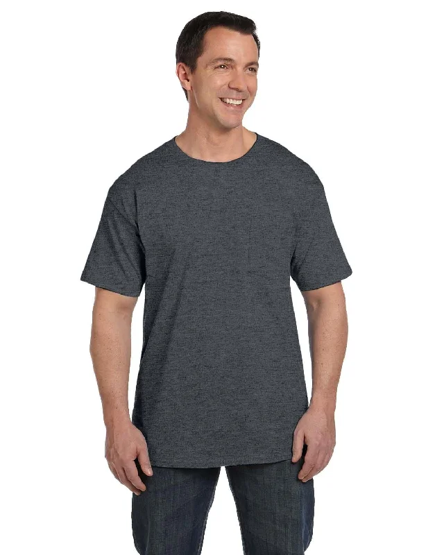 Hanes Beefy-T Pocket T-Shirt | Charcoal Heather Zippered Front Buttoned Front Snap Front Hanes Beefy-T Pocket T-Shirt | Charcoal Heather Zippered Front Buttoned Front Snap Front
