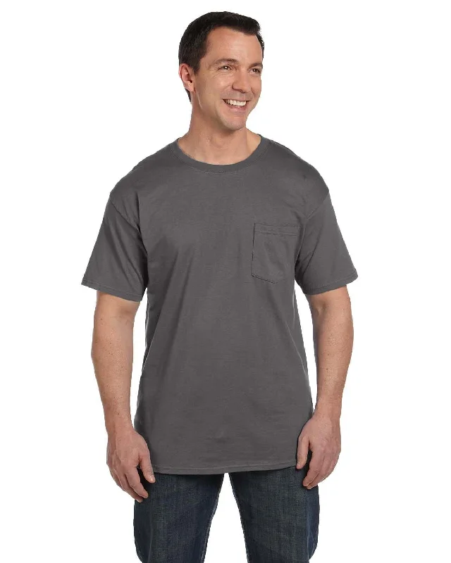 Hanes Beefy-T Pocket T-Shirt | Smoke Gray Cozy Warm Stylish