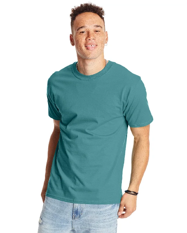 Hanes Beefy-T T-Shirt | Green Clay Jersey Fabric Tulle Fabric Batik Fabric