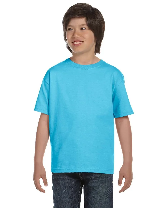 Hanes Youth ComfortSoft T-Shirt | Light Blue Graphic Embroidered Appliqued