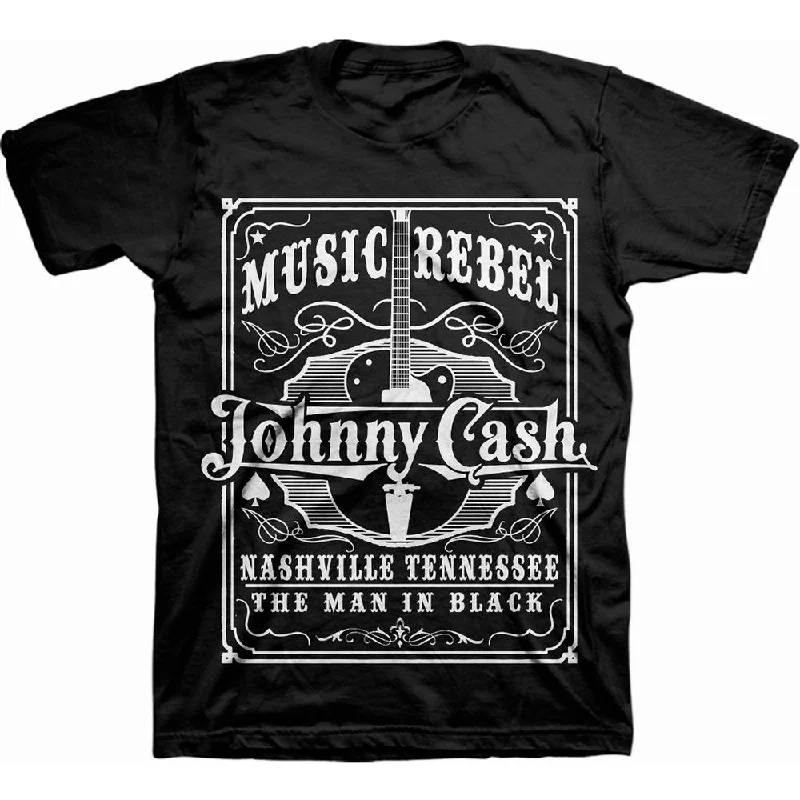 Johnny Cash | Official Band T-Shirt | Music Rebel Ribbed Striped Patterned
