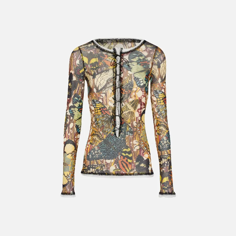 Jean Paul Gaultier Long Sleeve Top with Lacing Details - Papillon Fashionable Bootcut Jeans