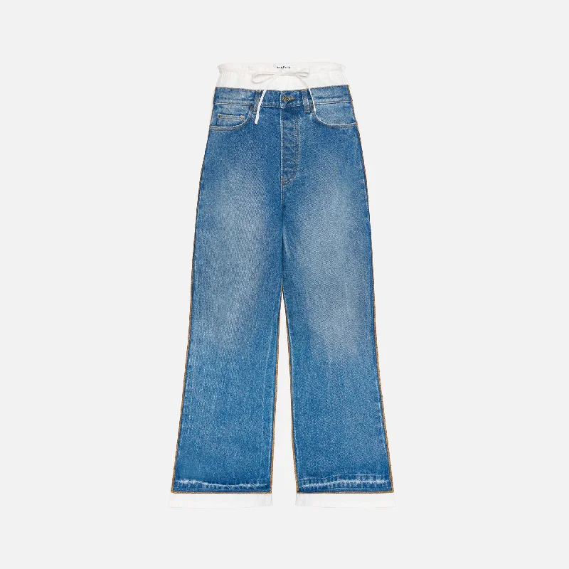 Jean Paul Gaultier Denim Jean with Contrast Detail - Vintage Blue Comfortable Zip-Up Skinny Jeans