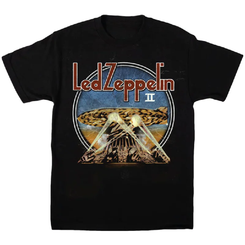 Led Zeppelin | Official Band T-Shirt | LZII Searchlights Striped Floral Plaid