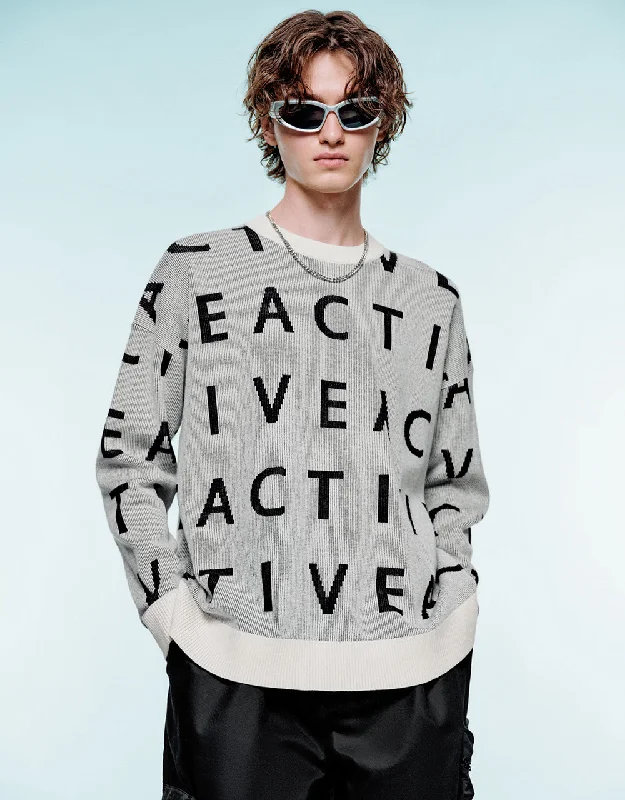 Letter Embroidered Knitted T-Shirt Plaid T-Shirt Polka Dot Checkered