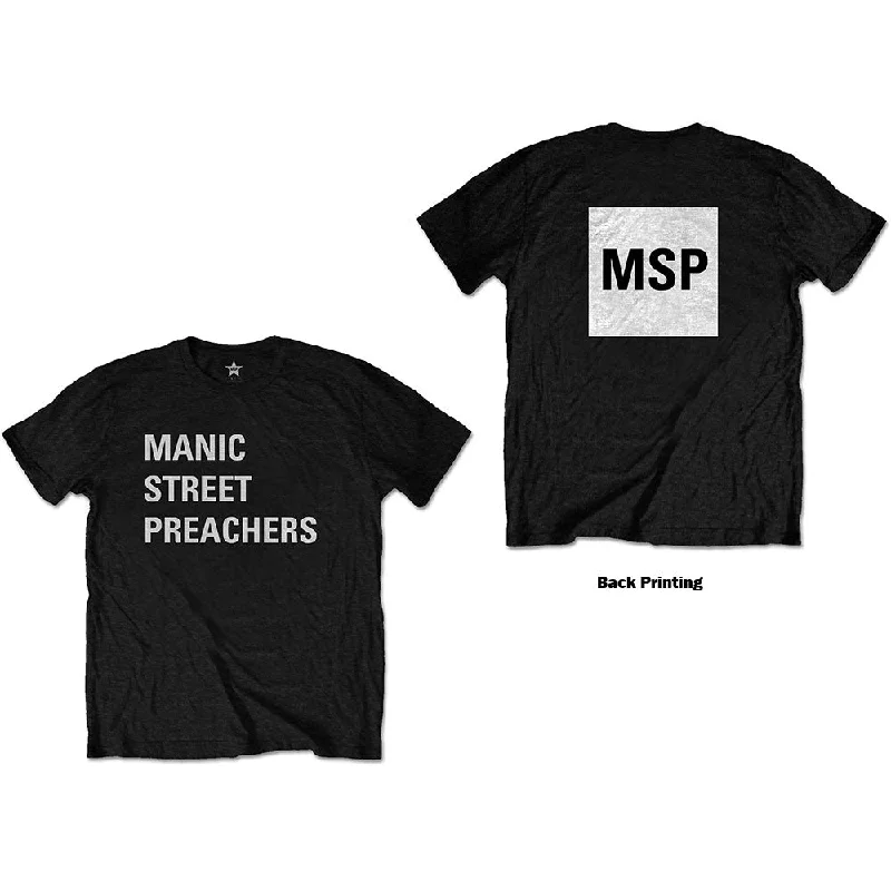 Manic Street Preachers | Official Band T-Shirt | Block Logo (Back Print) Beaded Sequined Faux Fur