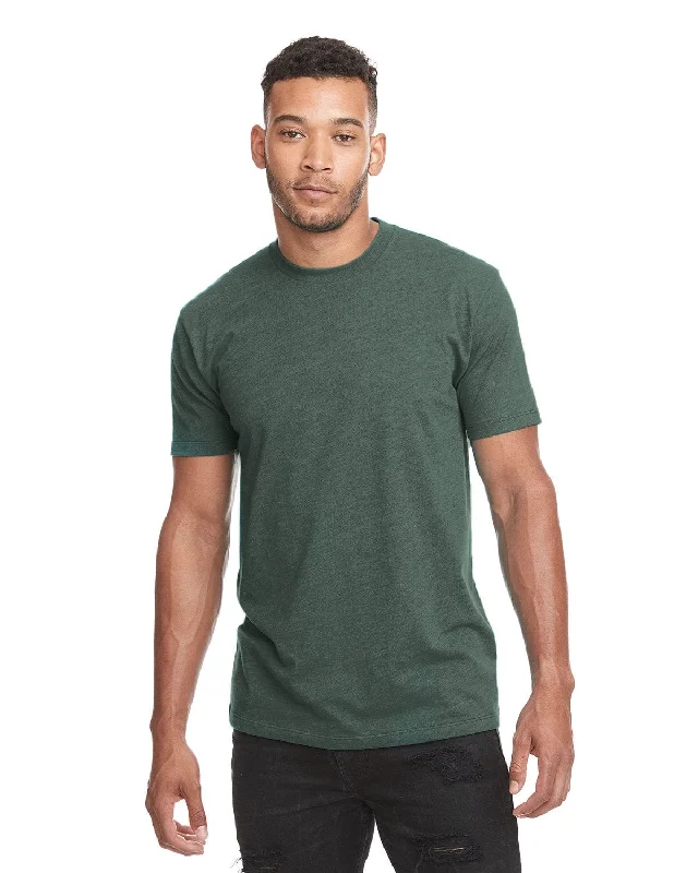 Next Level Mens CVC Crewneck Tee | Hthr Forest Grn Houndstooth Herringbone Solid