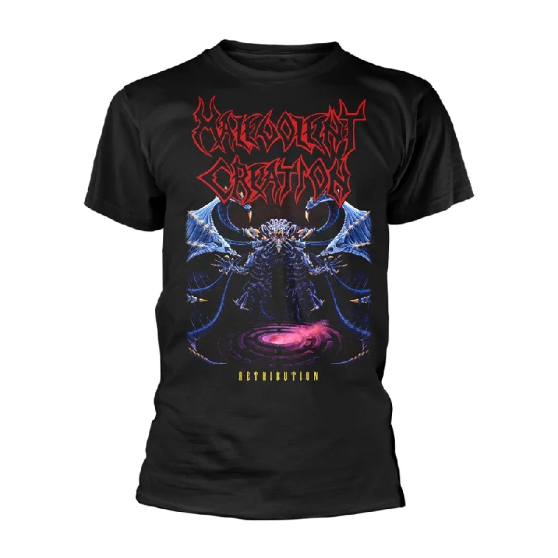 Malevolent Creation Unisex T-shirt: Retribution (back print) Ribbed Striped Patterned
