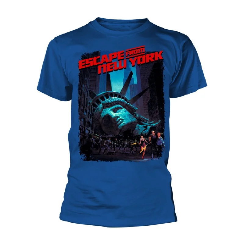 Escape From New York Unisex T-shirt: Movie Poster (Royal Blue) (back print) Asymmetrical Pockets Print