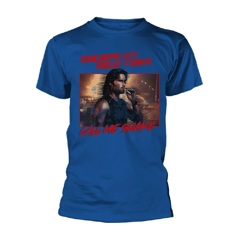 Escape From New York Unisex T-shirt: Call Me Snake (Royal Blue) Handmade Hand-knitted Hand-woven