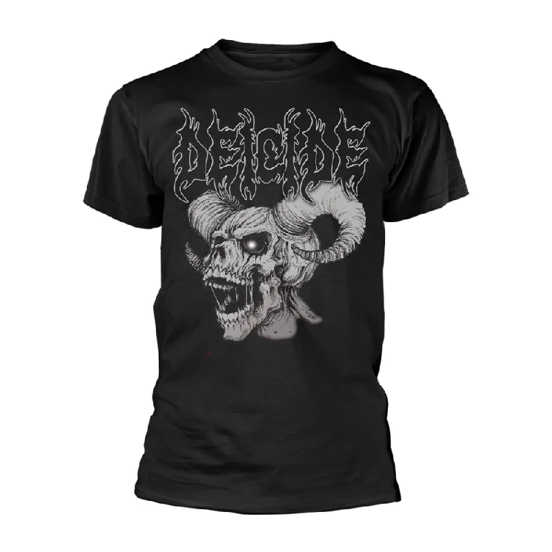 Deicide Unisex T-shirt: Skull Horns Iron Safe Non-Iron Wrinkle Free