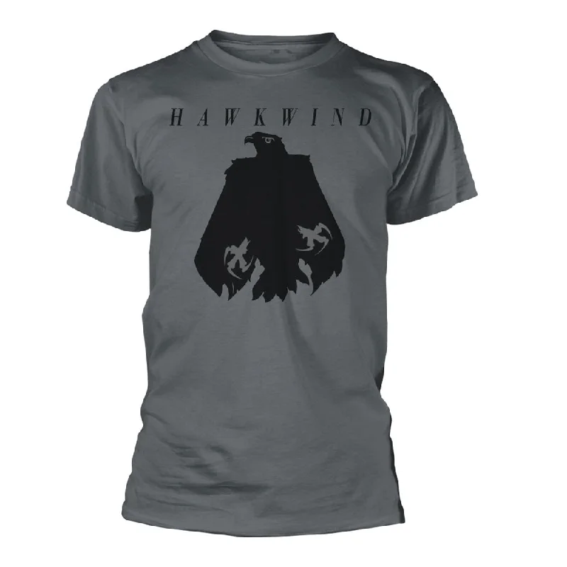 Hawkwind Unisex T-shirt: Eagle (Charcoal) Asymmetrical Pockets Print
