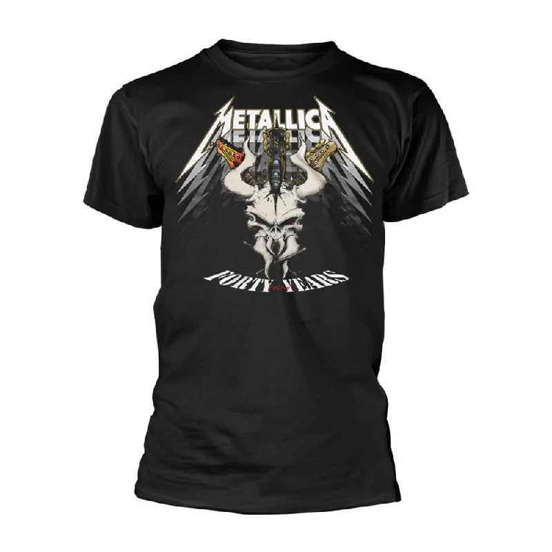Metallica Unisex T-shirt: 40th Anniversary Forty Years (back print) Mesh Canvas Denim
