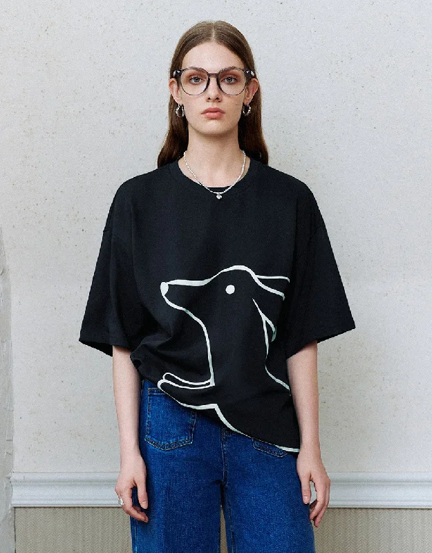 Printed Crew Neck Straight T-Shirt Lace Blend Ribbed Blend Corduroy Blend