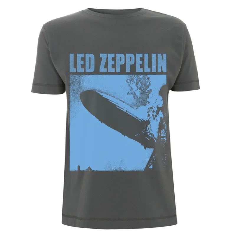 Led Zeppelin Unisex T-shirt: Lz1 Blue Cover Ribbed T-Shirt High Neck Heavyweight
