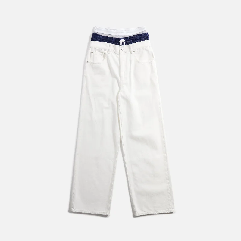 T by Alexander Wang Pre-Styled Tri-Layer 5 Pocket Jean - White Chic Ripped Jeans