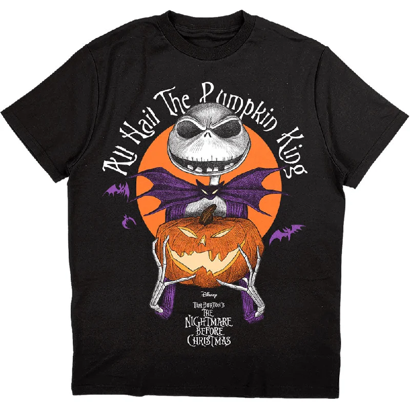 Disney | Official Band T-Shirt | The Nightmare Before Christmas All Hail the Pumpkin King (Small) V-Neck T-Shirt Long Sleeve Cotton