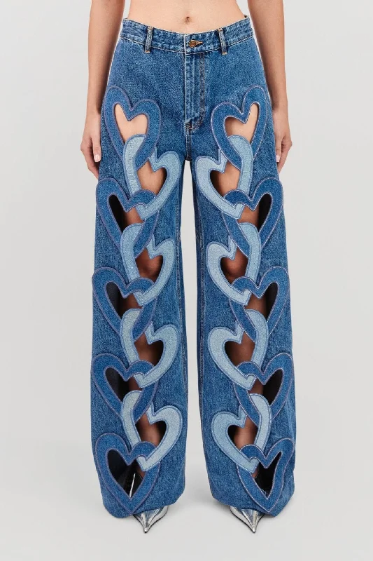 Area Heart Cutout Wide Leg Jean Chic Vintage-Inspired Denim Jeans