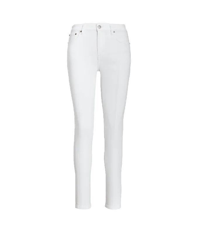 High-rise Skinny Ankle Jean - White Fashionable Raw Hem Bootcut Jeans