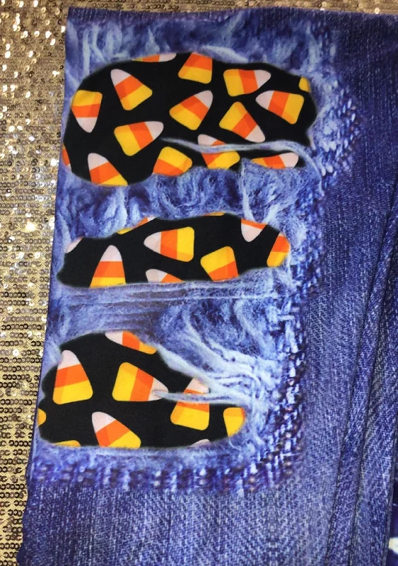 Jean Style with Candy Corn Holes Elegant Wide-Leg Jeans