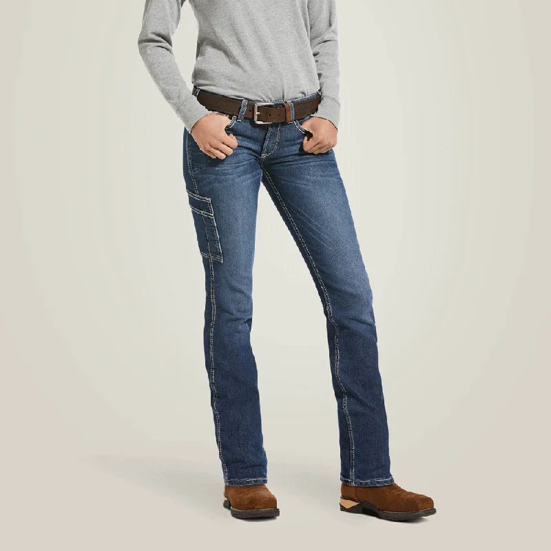 Ariat P21909 Womens Rebar DuraStretch Riveter Straight Leg Jean Elegant Raw Hem Jeans