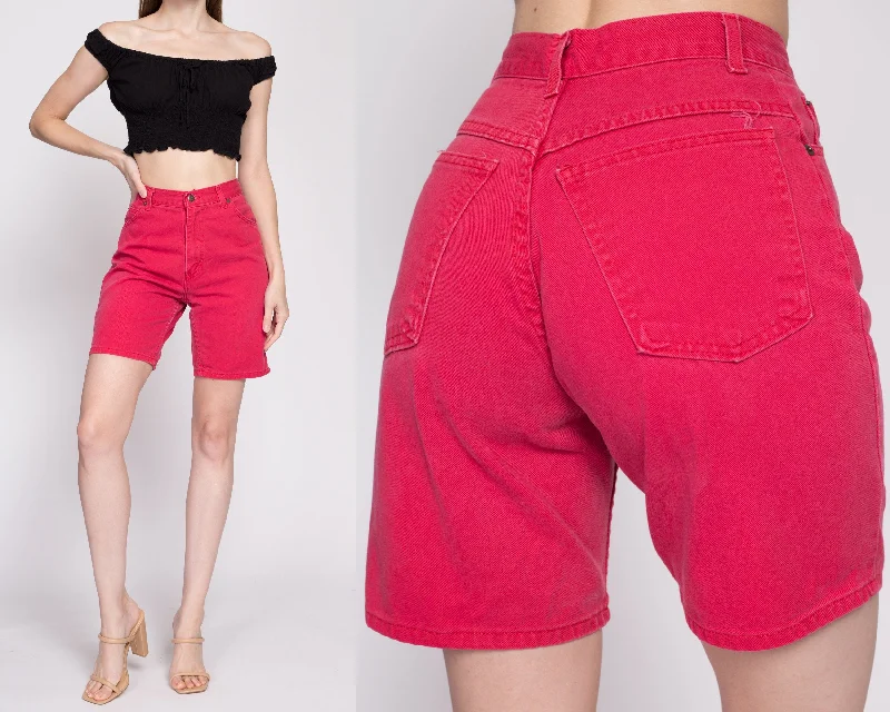 90s Red High Waisted Jean Shorts - Extra Small, 25" Chic Vintage-Inspired Denim Jeans