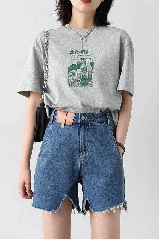 Distressed Jean Shorts Fashionable Bootcut Jeans